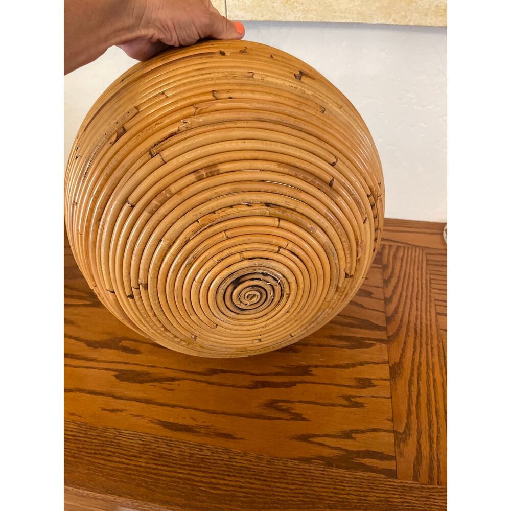Vintage Italian Pencil Reed Bamboo Bowl Mid Century Made in Italy - Picture 3 of 10